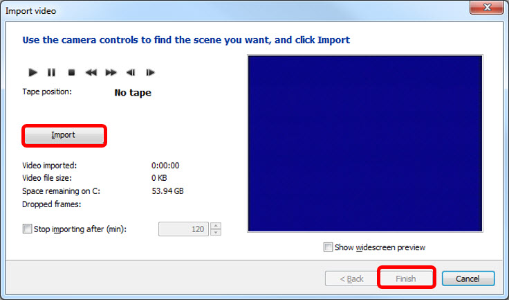 Image of Windows Movie Maker video import wizard